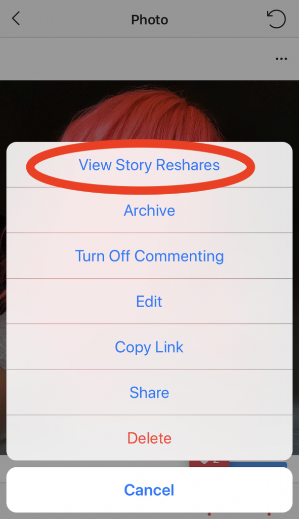 view story reshares